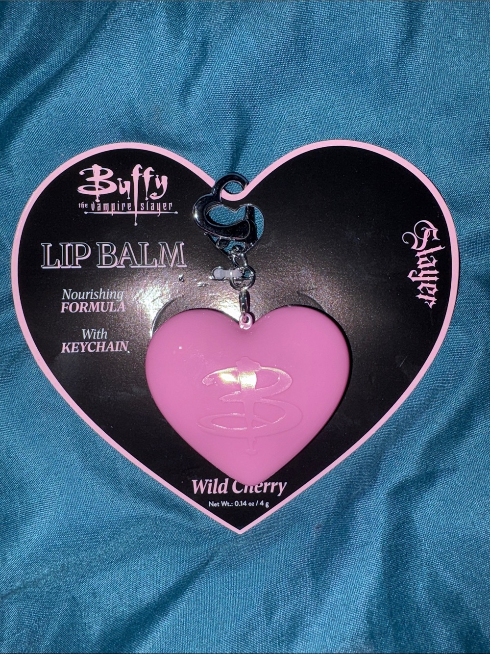 Buffy the Vampire Slayer Pink Heart Lip Balm Keychain - Wild Cherry
